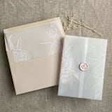 "White grand peony vellum envelope liner for A7 square flap envelope | pack of 10" - Envelope Liners in white by Ivory Invitations