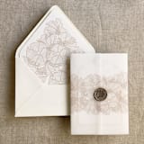 "Cashmere ruffled floral lace liner for A7 euro flap envelope | pack of 10" - Envelope Liners in beige by Ivory Invitations