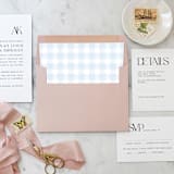 "A7 Envelope Liners Dusty Blue Gingham Square Flap (set of 10)" - Envelope Liners in blue by Design by Laney