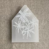 "white ink print palm trees printed vellum envelope liner for A7 euro flap envelope | pack of 10" - Envelope Liners in white by Ivory Invitations