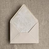 "white ink print palm trees printed vellum envelope liner for A7 euro flap envelope | pack of 10" - Envelope Liners in white by Ivory Invitations