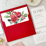"A7 Envelope Liners Christmas Flowers (set of 10) Square" - Envelope Liners in red by Design by Laney