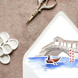 "Venice Italy Watercolor Euroflap Envelope Liner | Set of 10 | For 5x7” invitations" - Envelope Liners in multicolorassorted-colors by Cotton and Bow