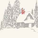 "A7 Envelope Liners Square Flap // Santa Claus in the Forest (Set of 25)" - Envelope Liners in red by Clover and Lamb