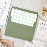 "A7 Envelope Liners Sage Green Gingham Square Flap (set of 10)" - Envelope Liners in green by Design by Laney