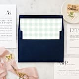 "A7 Envelope Liners Sage Green Gingham Square Flap (set of 10)" - Envelope Liners in green by Design by Laney