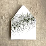 "Vineyard landscape sketch moss printed envelope liner for A7 euro flap envelope | pack of 10" - Envelope Liners in green by Ivory Invitations