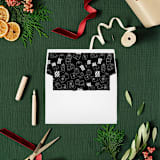 "Santa's Workshop: Whimsical Christmas Envelope Liners | Set of 25" - Envelope Liners in black by Nikki Turner