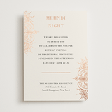 "Regal Mehndi" - Foil-Pressed Mehndi Invitations in Champagne Rose by Oma N. Ramkhelawan - Front