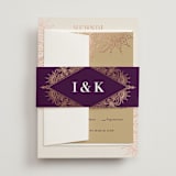 "Regal Mehndi" - Foil-Pressed Mehndi Invitations in Champagne Rose by Oma N. Ramkhelawan - Assembled with Belly Band