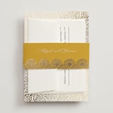 "Gilded Henna" - Foil-Pressed Mehndi Invitations in Lily by Mansi Verma - Assembled with Belly Band