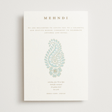"Royal Wedding" - Foil-Pressed Mehndi Invitations in Mint by Teju Reval - Front