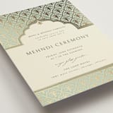 "Aatreya" - Foil-Pressed Mehndi Invitations in Aqua by Pati Cascino - Detail