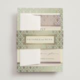 "Aatreya" - Foil-Pressed Mehndi Invitations in Aqua by Pati Cascino - Assembled with Belly Band