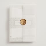 "Aatreya" - Foil-Pressed Mehndi Invitations in Aqua by Pati Cascino - Assembled with Vellum Wrap and Wax Seal