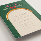 "Indian garden" - Foil-Pressed Mehndi Invitations in Sindoor by Creo Study - Detail