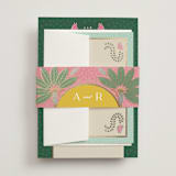 "Indian garden" - Foil-Pressed Mehndi Invitations in Sindoor by Creo Study - Assembled with Belly Band