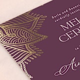 "Arunima" - Foil-Pressed Mehndi Invitations in Plum by Randi Cirelli - Detail