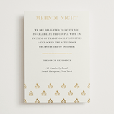 "Henna Stamp" - Foil-Pressed Mehndi Invitations in Champagne by Oma N. Ramkhelawan - Front