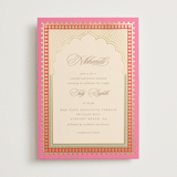 "Mandapam" - Foil-Pressed Mehndi Invitations in Carnation by Creo Study - Front
