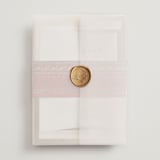 "Indian Elephant" - Foil-Pressed Mehndi Invitations in Honey by Teju Reval - Assembled with Vellum Wrap and Wax Seal