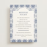 "Calcutta Stamp" - Mehndi Invitations in Azure by Oma N. Ramkhelawan - Front