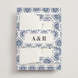 "Calcutta Stamp" - Mehndi Invitations in Azure by Oma N. Ramkhelawan - Assembled with Belly Band
