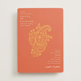 "Heritage Paisley" - Mehndi Invitations in Tangerine by Kanika Mathur - Front