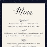 "Outside" - Menus in Navy by Rebecca Bowen - Detail