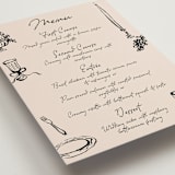 "tablescape drawing" - Menus in Black Dahlia by Cass Loh - Detail