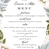 "Peony Floral Frame" - Menus in Cornflower by Alethea and Ruth - Detail