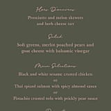 "Simple Type" - Menus in Olive Branch by Stacey Meacham - Detail