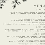 "Elegance Illustrated" - Menus in Beige by Phrosné Barwood - Detail