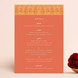 "Heritage Paisley" - Menus in Tangerine by Kanika Mathur - Front