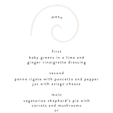 "symbol of optimism" - Menus in Blush by Phrosné Barwood - Detail