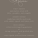 "Formal Elegance" - Menus in Latte by Morgan Kendall - Detail