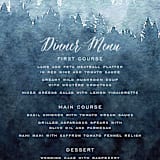 "Mountain Retreat" - Menus in Evening Sky by Design Lotus - Detail