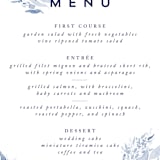 "Poetic Watercolor Flowers" - Menus in Periwinkle by Qing Ji - Detail