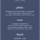 "Down by the Sea" - Menus in Marine by Sandra Picco Design - Detail