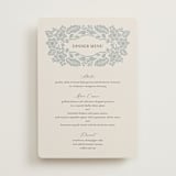 "Embroidered" - Menus in Dusty Blue by Jen Owens - Front