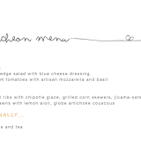 "The Happy Couple" - Menus in Tangerine by R studio - Detail