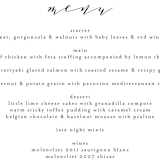 "Simple Elegance" - Menus in Tuxedo by Phrosné Barwood - Detail