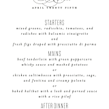 "Scripted Ampersand" - Menus in Classic by Roxy Cervantes - Detail