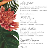 "Tropical Bouquet" - Menus in Basil by Elly - Detail