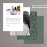 "Falling Branch" - Menus in Eucalyptus by Amy Kross - Back of Card Options