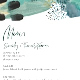 "Feathery Painted" - Menus in Teal by Erika Firm - Detail