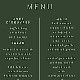 "Harmony" - Menus in Noir by Nazia Hyder - Detail