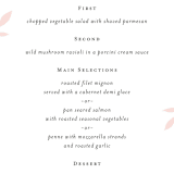 "Emblem" - Menus in Petal by Kimberly FitzSimons - Detail