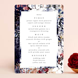 "Floral Cascade" - Menus in Navy by Phrosné Barwood - Front