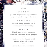 "Floral Cascade" - Menus in Navy by Phrosné Barwood - Detail